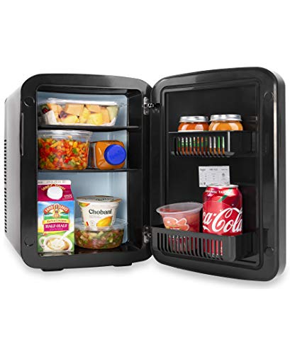 Cooluli 15L Mini Fridge with Magnetic Blackboard - Portable Small Refrigerator for Travel, Car & Office, V15LE2BK