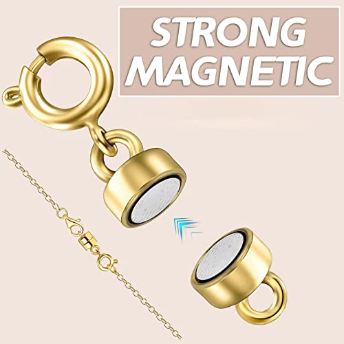 OHINGLT Magnetic Necklace Clasps and Closures,Gold and Silver Plated Jewelry Clasps Converters for Bracelet Necklaces Chain