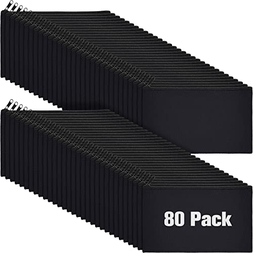 Reginary 80 Pack Canvas Zipper Makeup Bags Bulk Pencil Pouches Blank DIY Craft Canvas Cosmetic Bag Pouch with Zipper for Makeup Cosmetic Toiletry Stationary Storage(All Black)