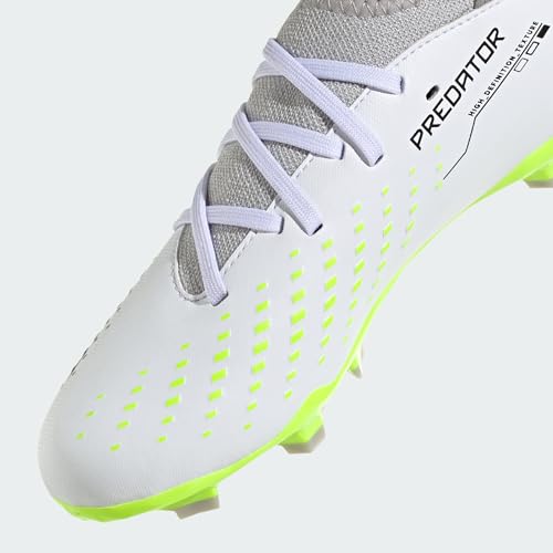 adidas Accuracy.3 Predator Firm Ground Sneaker, White/Core Black/Lucid Lemon, 6 US Unisex Big Kid