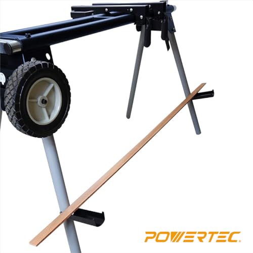 POWERTEC Portable Miter Saw Stand w/ 330Lbs Load Capacity, 8" Wheels and 3-Prong Tripple Outlets, Folding Design for Easy Storage in Garage, Dust Collector Bag Included - Blue (MT4000B)