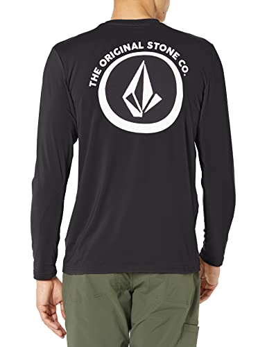 Volcom Men's Standard Taunt UPF 50+ Long Sleeve Loose Fit Rashguard, Black Pistol