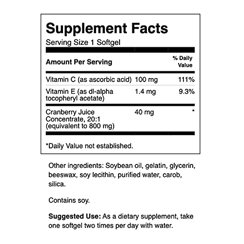 Swanson Cranberry - Supports Urinary Tract Health, Bladder Control, and Promotes Healthy Kidney Function - Cranberry Supplement Made with 20:1 Cranberry Juice Concentrate - (180 Softgels)