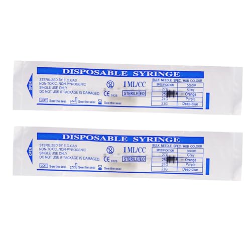 12 Pack 1 ml Syringe for Liquid without Needle,Syringe with Cap,Individually Wrapped,for Scientific Labs,Measurement,Dispensing,Oil or Glue Applicato