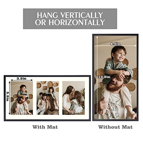 Golden State Art, Set of 10, 7x14 White Photo Wood Collage Frame with Mat Displays (3) 4"x6" Pictures