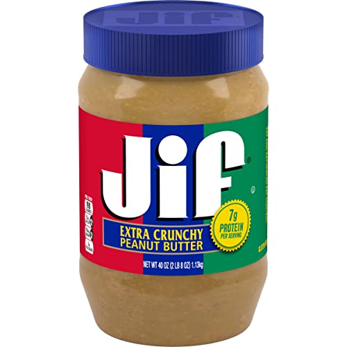 Jif Extra Crunchy Peanut Butter, 40 Ounces, 7g (7% DV) of Protein per Serving, Packed with Peanuts for Extra Crunch, No Stir Peanut Butter