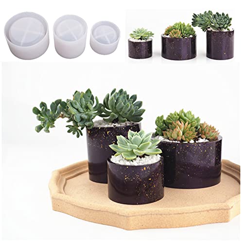Round Plant Pot Resin Mold Silicone DIY Cylinder Resin Plant Mold for DIY Gardening Pots Craft Home Decorations