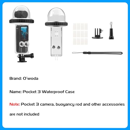 O’woda Waterproof Housing Case for DJI Osmo Pocket 3, 40m/131ft Waterproof Protective Case Underwater Diving Shell for DJI Osmo Pocket 3 Action Camera Accessories