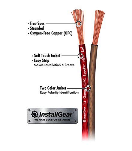 InstallGear 14 Gauge AWG Speaker Wire (Red/Black) - Cable for Car Stereos, Home Theater, Surround Sound, Radio, Automotive - 100 ft