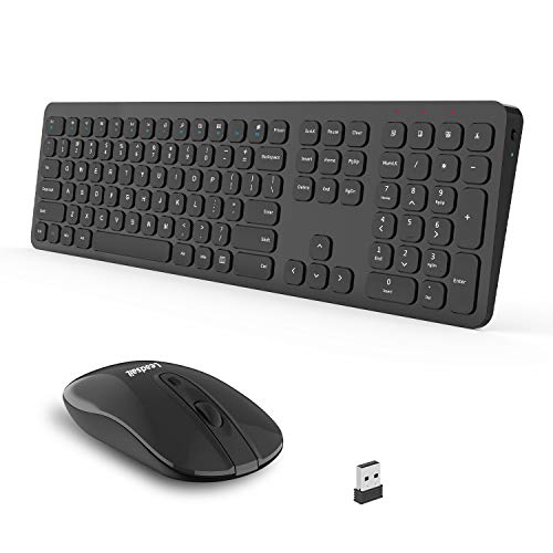 LeadsaiL Wireless Keyboard and Mouse, Wireless Mouse and Keyboard Combo, Cordless USB Computer Keyboard and Mouse Set,Full Size,Ergonomic,Silent,for Windows Laptop, Apple, iMac, Desktop, PC