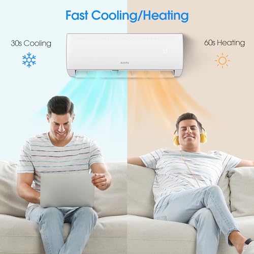 Mini Split Air Conditioner & Heater,9000 BTU Wifi Enabled 115V, 19 SEER2,Mini Splits Heating and Cooling,Wall Mount Ductless Inverter System, Compatible with Alexa, with Installation Kit