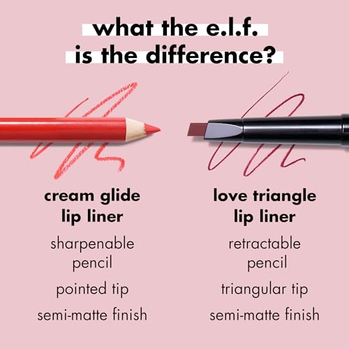 e.l.f. Cream Glide Lip Liner, Highly-Pigmented Pencil For Shaping & Sculpting Lips, Semi-Matte Finish, Vegan & Cruelty-Free, Pinky Swear