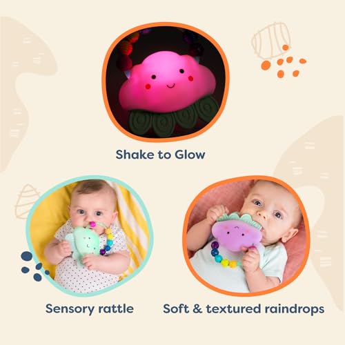 B. toys- B. baby – Baby Light-Up Cloud Rattle- Rain-Glow Squeeze- Teething Rattle Toys for Babies 3 Months +