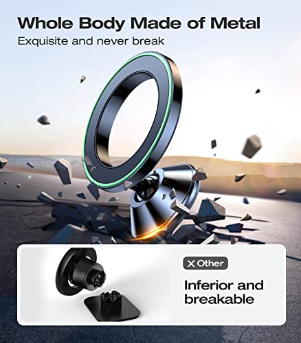 VICSEED for MagSafe Car Mount Dashboard, [High & Low Temp Resistance] [Never Drop] Magnetic Phone Holder for Car, 360 Rotatable Car Phone Holder Mount for iPhone 16 Pro Max 15 14 13 12 Plus Mini