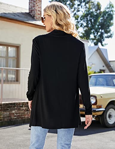 Uvog Women's Summer Open Front Lightweight Cardigan Long Sleeve Waterfall Long Kimono Cardigans Blue M