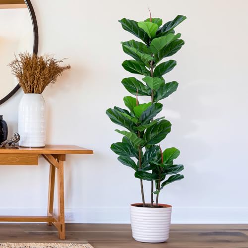 YEPDIN Artificial Fiddle Leaf Fig Tree 5FT Faux Fiddle Leaves Fig Tree Artificial Plants in Pot for Indoor Outdoor Fake Tree Plants