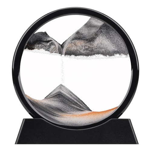XINBAOHONG Moving Sand Art Picture,Liquid Motion 3D Deep Sea Sandscape in Motion Display Flowing Sand Frame Relaxing Desktop Home Office Work Decor（10 inch） (Black)