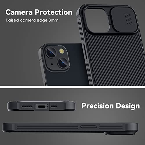 CloudValley for iPhone 14 Plus Case with Camera Cover, Slim Fit Shockproof Protective Phone Case with Slide Lens Protection Designed for iPhone 14 Plus 6.7 inch, Black