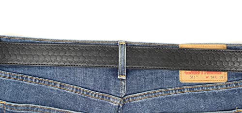 BC Belts Leather Belt Strap with Dragon Scale Embossed Pattern 1.5" Wide with Snaps (Brown-XS)