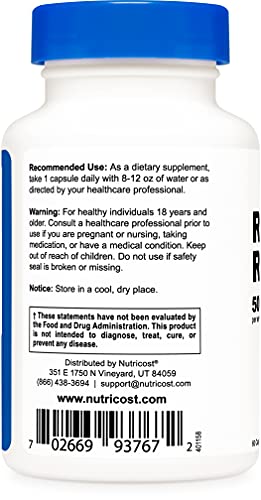Nutricost Rhodiola Rosea 500mg, 60 Capsules (2 Bottles) - Gluten Free and Non-GMO Rhodiola Rosea Supplement