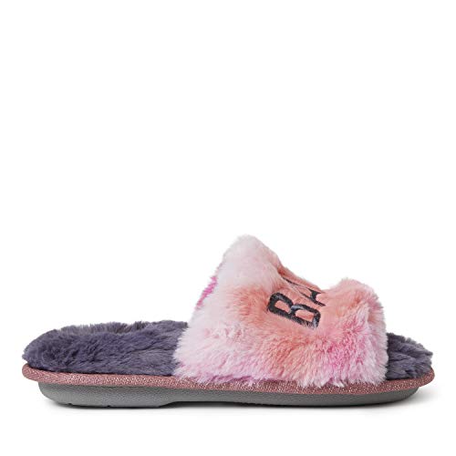 Dearfoams Lana Slide with Slogan Slipper, Babe Squad, US 9-10 Unisex Little Kid