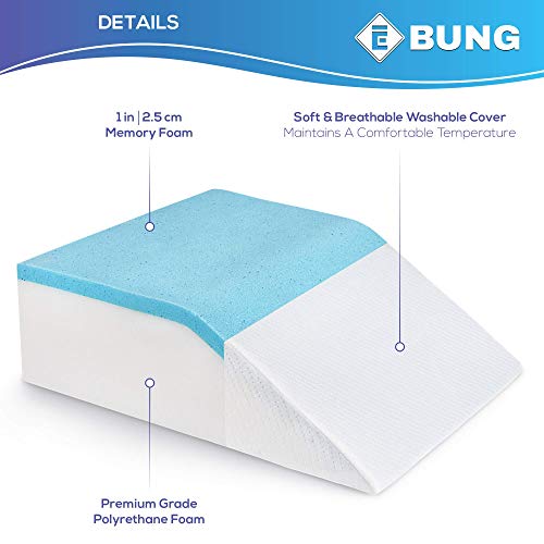 Ebung Leg Elevation Pillow with Memory Foam & Cooling Gel - Elevated Leg Pillows for Sleeping, Blood Circulation, Leg Swelling Relief, and Sciatica Pain Relief - Pillow for Back Pain and Pregnancy