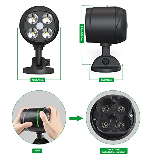 Quiltered Motion Sensor Outdoor Lights, Battery Operated 600LM Motion Detector Security Lights, Black (1 Pack)