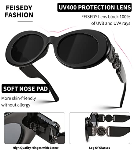 FEISEDY Oval Sunglasses Women RetroTiny Small Face Narrow StyleTrendy Round shades B2969