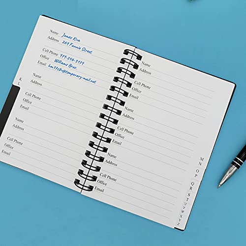 Telephone Address & Birthday Book with Tabs, Address Log Book for Contacts, with Phone Numbers, Addresses, Birthday & Password. Alphabetical A-Z Organizer, Black, 3.5x5.25 inch