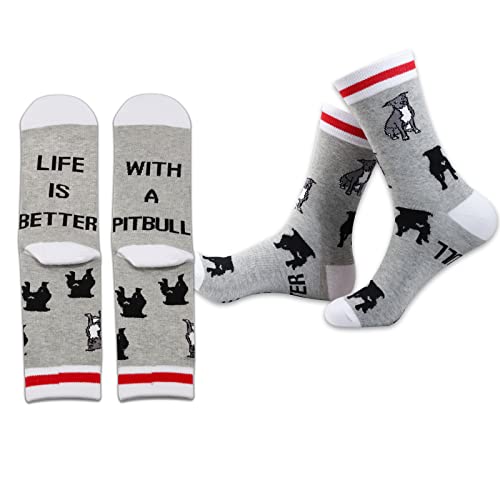 PXTIDY 2 Pairs Pit Bull Dog Socks Pitbull Mom Gifts Novelty Crew Socks Gifts for Pitbull Lovers Pitties Pet Dog Owner Gifts