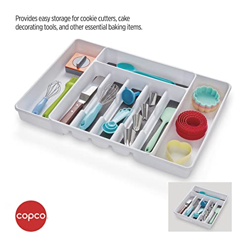 Copco Basics 6 Compartment Expandable Drawer Organizer, White/Charcoal Gray