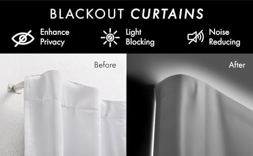 Meriville 1-Inch Diameter Wrap Around Blackout Curtain Rod, 28-Inch to 48-Inch, Black Finish
