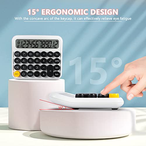 GUDTEKE Mechanical Switch Desktop Calculator - 12 Digit Large LCD Display, Big Button, Automatic Sleep, Battery Operated