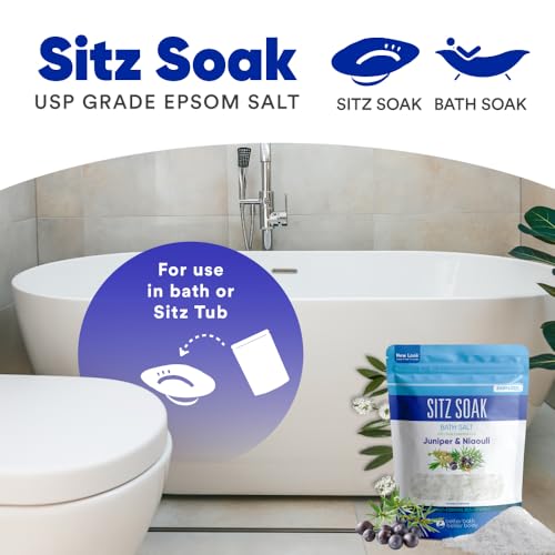 Sitz Bath Soak 2-Lbs Sitz Salt Epsom Salt Hemorrhoid Soothing with Pure Essential Oils in BPA Free Pouch with Press-Lock Seal Made in USA