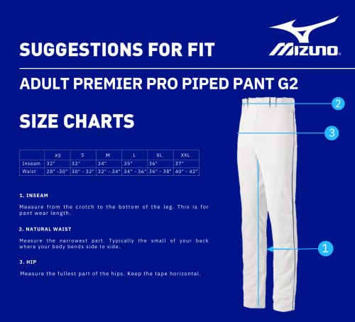 Mizuno Premier Pro Piped G2 Pants, Grey/Black, X-Small