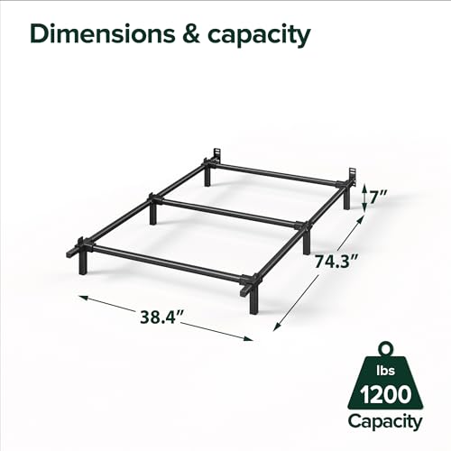Zinus 7 Inch Compack® Metal Bed Frame, Support Bed Frame for Box Spring and Mattress Set, Black, Twin