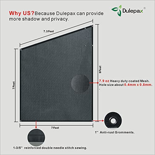 Dulepax RV Awning Shade Screen with Zipper 8'X19'3'' -Second Generation RV Awning Screen Significantly Improves Shadew and Privacy.Universal RV Awning Sun Shade Screen with Complete Kits