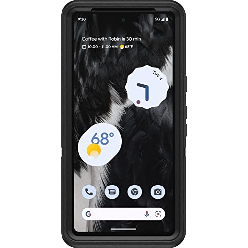 OtterBox Google Pixel 7 Defender Series Case - BLACK, rugged & durable, with port protection, includes holster clip kickstand