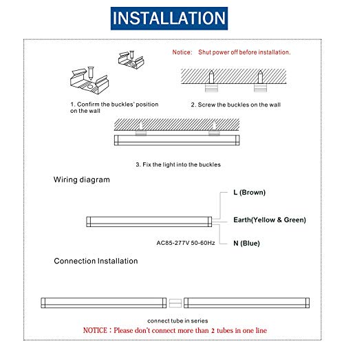 LIGHEART 8FT LED Shop Light (6-Pack) - 120W 14400LM, 6000K Cold White, V-Shape T8 Linkable Fixture - Clear Lens, Plug & Play, Instant On - Fluorescent Replacement for Garage, Warehouse, Workshop