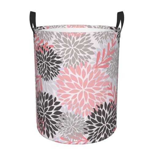 Gbuzozie Pink Chrysanyhemum Flowers Round Laundry Hamper Daisy Floral Storage Basket Toys Clothes Organizer Bin For Home Bathroom Bedroom Dorm Nursery, 38l