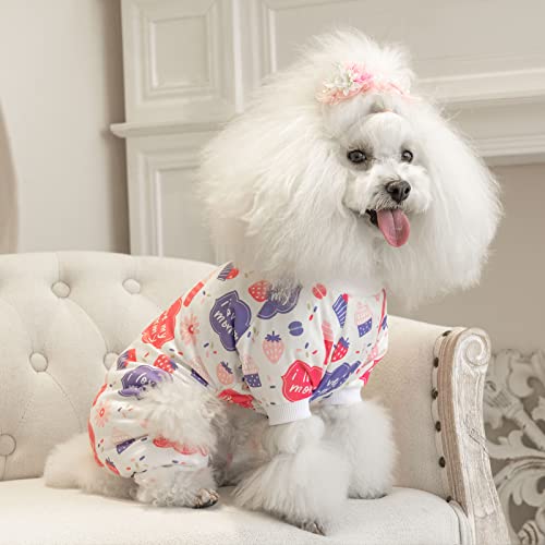 CuteBone Small Dog Pajamas Shirt Stretchy Summer Puppy Pjs Soft Cat Onesies Pet Clothes for Daily Wear DA07S