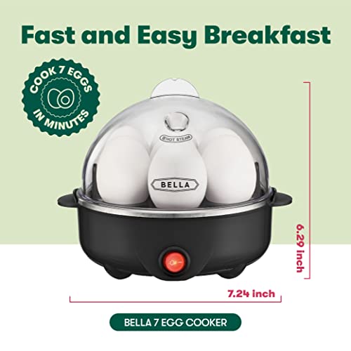 BELLA Electric Egg Cooker and Poacher, 7 Egg Capacity, Black