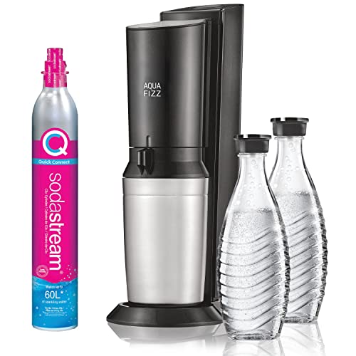 SodaStream Aqua Fizz Sparkling Water Maker Bundle (Black), with Co2, Glass Carafes, & bubly drops Flavors