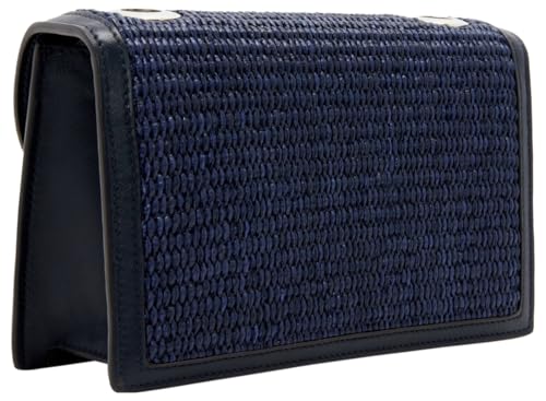 Oscar de la Renta, Raffia Woven TRO Bag, Navy