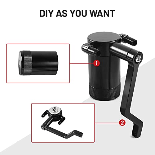 6.4L Billet Oil Catch Can Kit W/ New 5.7 HEMI Z-Bracket Technology Compatible with 2011-2021 Dodge Charger Challenger Chrysler 300 Air Oil Separator,Black