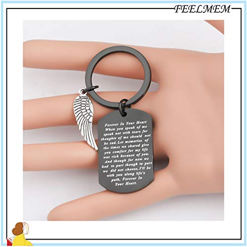 FEELMEM Cardinal Condolence Sympathy Gift Forever in Your Heart Cardinal Poem Memorial Keychain Cardinal Remembrance Gift (black)