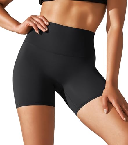 Orolay Workout Shorts for Women - Naked Feeling Biker Shorts Yoga Soft High Waisted Moisture Wicking Running Shorts Black X-Small