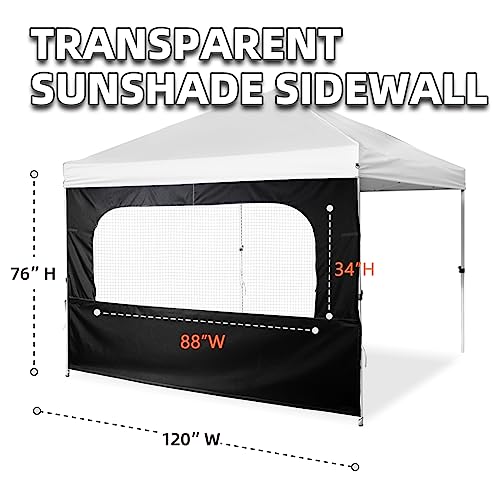 MordenApe Sunshade Sidewall with Window for 10x10 Pop Up Canopy, Instant Canopy SunWall, 1 Pack (10 x 10, Black)