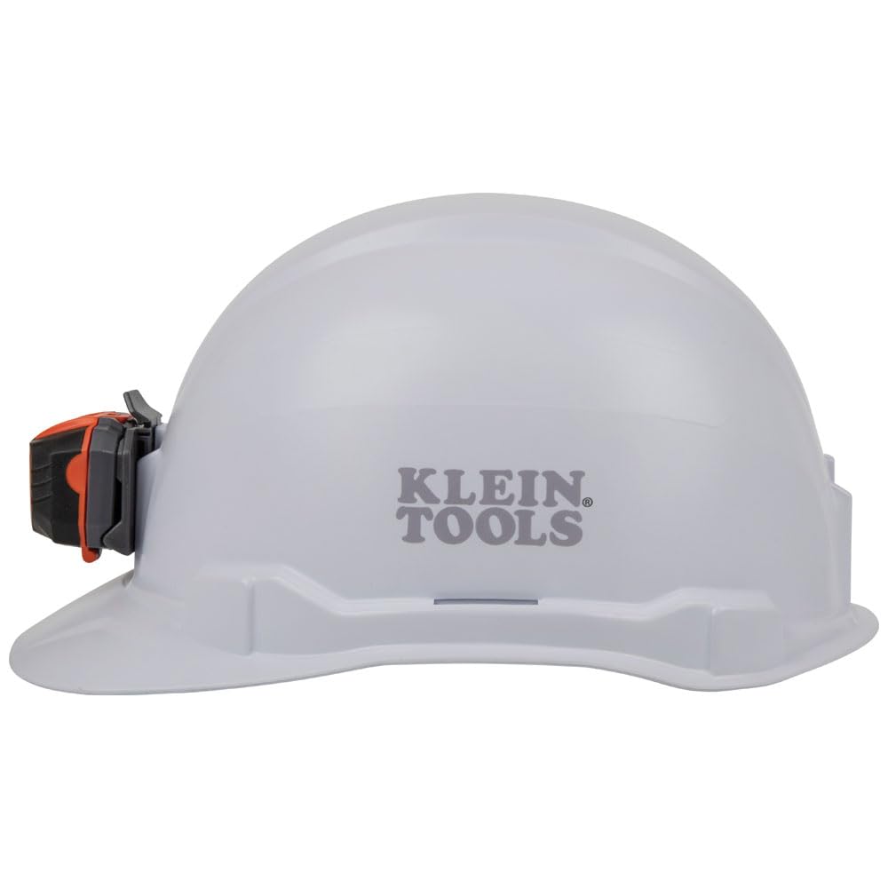 Klein Tools 60107 Hard Hat, Light, Non-Vented Cap Style, Padded, Self-Wicking Odor-Resistant Sweatband, Tested up to 20kV, White