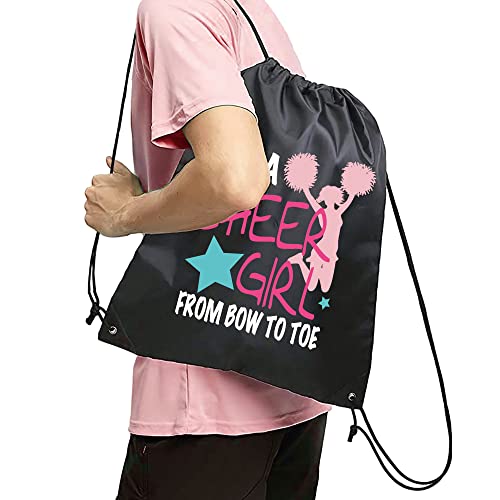 Haizct I'm A Cheer Drawstring Backpack, Cheerleading Drawstring Gym Bag for Cheerleaders Draw String Backpack Gym Sports Sack Bag Cheerleading Gifts for woman